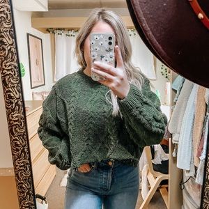 Green cropped sweater!